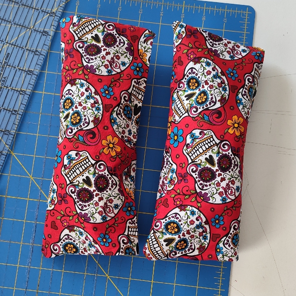 Colorful Skull Pattern With Red Background Boot Pillows
